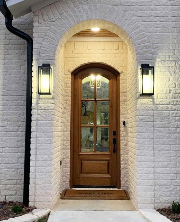 white brick house